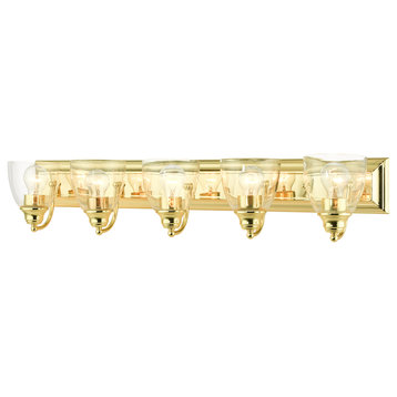 Polished Brass Transitional, Colonial, Vanity Sconce