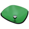 Emerald Tempered Glass Vessel Sink with Drain, Single Layer Round Bowl Sink