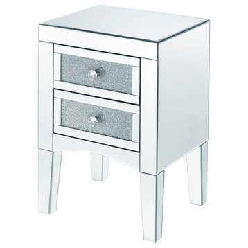 Acme Night Table With Mirrored And Faux Stones Finish 97651