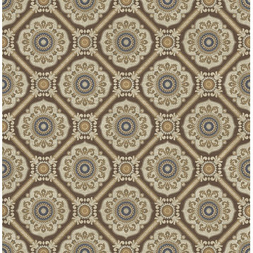 Small Floral Tile Wallpaper in Brown IM71706 from Wallquest