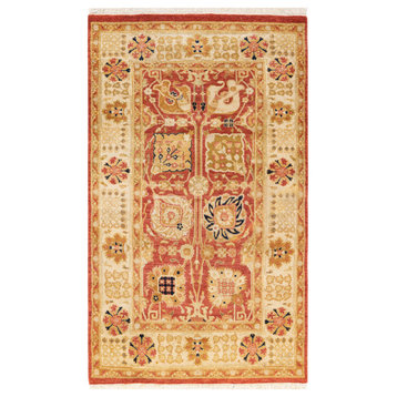 Modern, One-of-a-Kind Hand-Knotted Area Rug Orange, 3'2"x5'3"