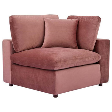 Modway Commix Down Filled Performance Velvet Corner Chair in Dusty Rose Pink