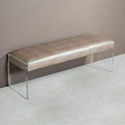 Nori Lizard Leather Bench with Acrylic Legs - Indoor Benches