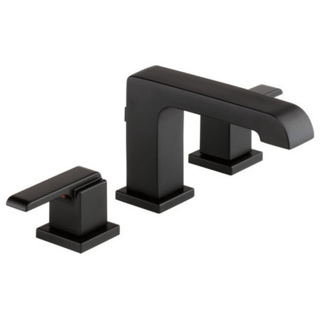 Delta Ara Two Handle Widespread Bathroom Faucet, Matte Black, 3567-BLMPU-DST