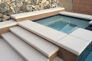 Mid-sized trendy backyard concrete paver and rectangular lap hot tub photo in Phoenix