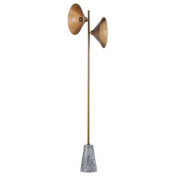 Bash Two Light Floor Lamp in Patina Brass