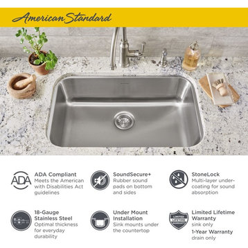 American Standard 18SB.6301800S Portsmouth 29-3/4" Drop In Single - Stainless