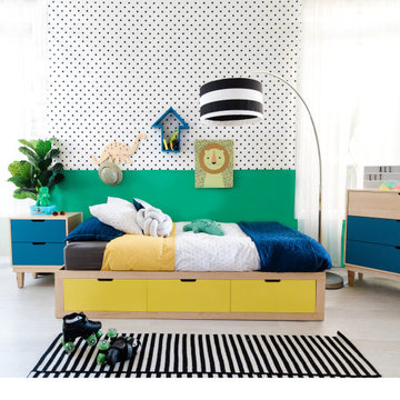 zen bed with drawers (maple/ yellow)