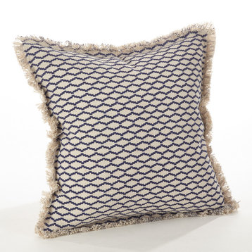 Canberra Collection Fringed Moroccan Down Filled Cotton Throw Pillow