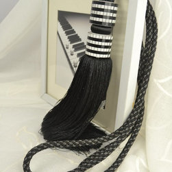 6 Colors QYM23 Polyester Curtain Tassel Tie Backs in Black Color - Window Treatment Accessories