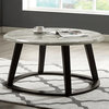 3 Pieces Coffee Table Set, Open Base With Round Faux Marble Top, Warm Gray/White