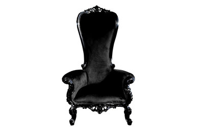 Luxus Barock Sessel mit hoher Rückenlehne und individuellen Kunden Logo Stick