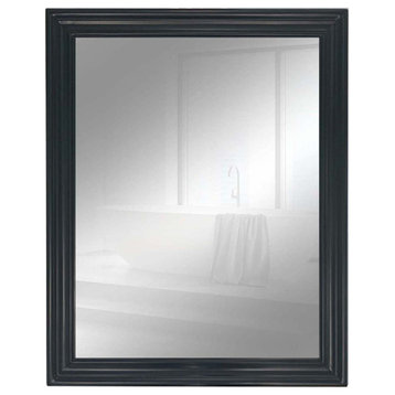 24" Wood Frame Mirror In Dark Gray