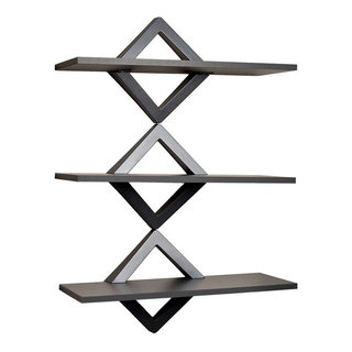 Kate and Laurel Walters Wood and Metal 3-Tier Shelving - 21x32 - Black