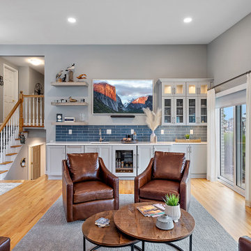 Showplace Framed Kitchen and Wet Bar in Simpli Gray, Kitchen Island in Hale Navy