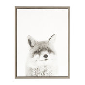 Sylvie Fox 18x24, Gray Framed Canvas Wall Art by Simon Te Tai