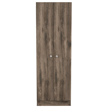 Virginia Double Door Storage Cabinet with 5 Shelves, Dark Brown