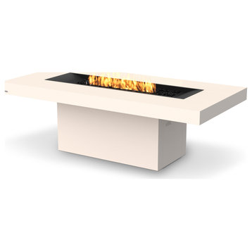 EcoSmart™ Gin 90 Dining Fire Table - Ethanol/Gas (Propane/Natural) Fire Pit, Bone, Gas Burner (Lp/Ng)