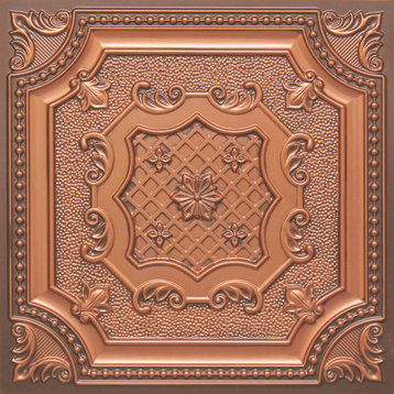 24"x24" Faux Tin Ceiling Tile, Antique Copper