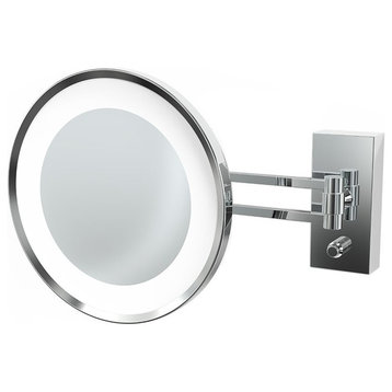 Smile Hard Wired LED Lighted 5x Magnifying Mirror, Chrome
