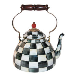 Courtly Check Enamel Tea Kettle - 3 Quart | MacKenzie-Childs - Kettles