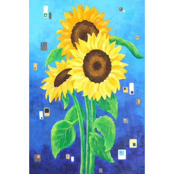 Marmont Hill, "Sunflowers on Blue" by Nicola Joyner on Wrapped Canvas, 24x36
