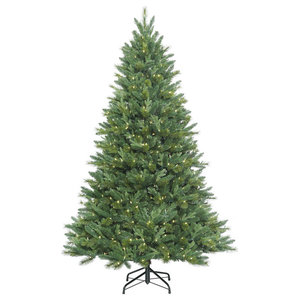 ALEKO Snow Dusted Holiday Artificial Christmas Tree with Pine Cones 8 Foot