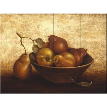 Tile Mural, Wooden Bowl With Pears by Peggy Thatch Sibley