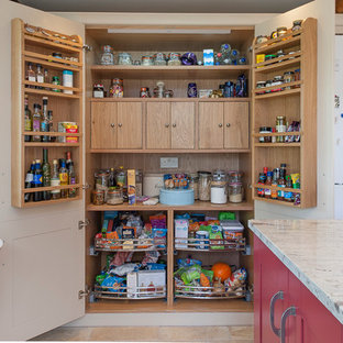 Cottage kitchen accented with red