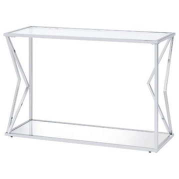 Sofa Table, Clear Glass and Chrome Finish
