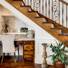desk under stairs