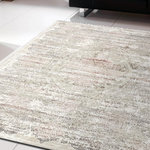 Dynamic Rugs - Chateau Beige and Blush Area Rug, 3.6'x5.6' - Chateau is a blend of shrink polyester with viscose, machine-made in Belgium. It's contemporary, fashion-forward designs are perfect for a modern room. The modern designs and color-palette are emboldened by the denseness of the shrink polyester while simultaneously softened lustrous sheen of the viscose. The blush and blue colors in the design add fashion to the neutral beige base. It's soft, smooth touch nicely complements the contemporary designs and color palette.