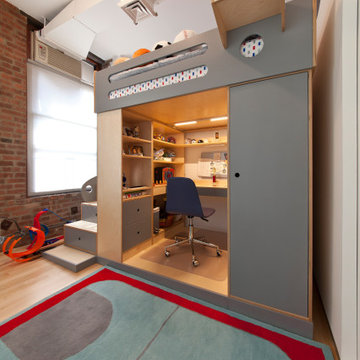 Zach's Room: A Full size Loft Bed Doubles Storage