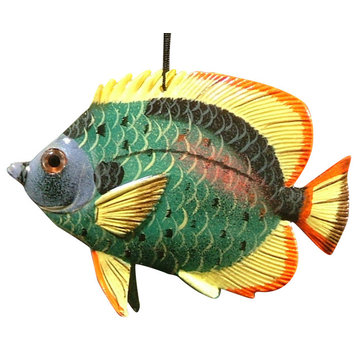 Tropical 3D Fish Christmas Tree Ornament 6 Inches Green Yellow Fins 6ORN13