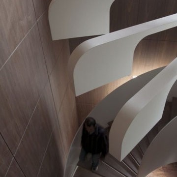 a unique spiral stairs - stair lights from PSLAB