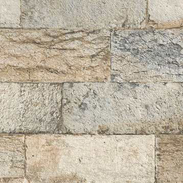 Stone Wall Wallpaper, Light Brown/Grey, Sample