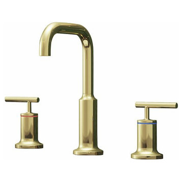Modern Brushed Gold 2-Handle Bathroom Sink Faucet Widespread