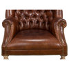 Welsh Leather Wingback Accent Chair Vintage Havana