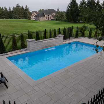 Rectangular Pool with Sheer Descent Water Wall & Automatic Safety Cover