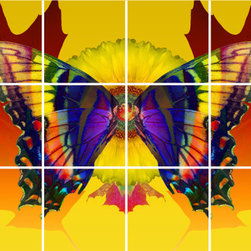 Yellow Butterfly - 17" x 12.75" - Ceramic Tile Murals - Tile Murals