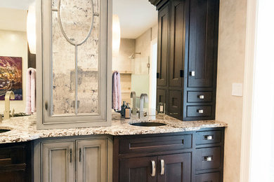 Example of a transitional bathroom design in Boston