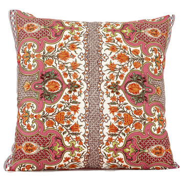 Coral Batik Pillow Cover, Brunschwig & Fils Fabric, Moroccan Design, 22x22