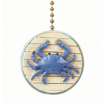 Blue Beach Crab Decorative Ceiling Fan Light Dimensional Pull