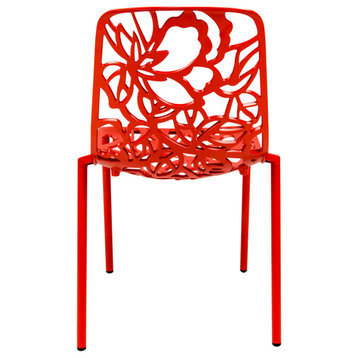 LeisureMod Modern Devon Aluminum Chair, Set of 2 Red