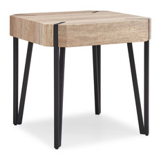 handy living dani aged oak square end table with black metal legs side tables - Distressed End Tables handy living dani aged oak square end table with black metal legs side tables - Distressed End Tables