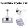 Transitional Crystal Ceiling Fan with Remote, Light, Retractable Blades, Chrome, Neutral White (4000k)