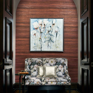 Master Bedroom Suite Entry with Settee and Inlaid Wood Floor