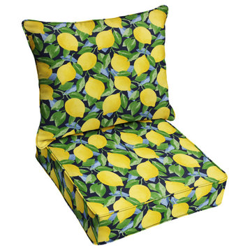 Yellow Lemons Outdoor Deep Seating Pillow and Cushion Set, 22.5x22.5x5