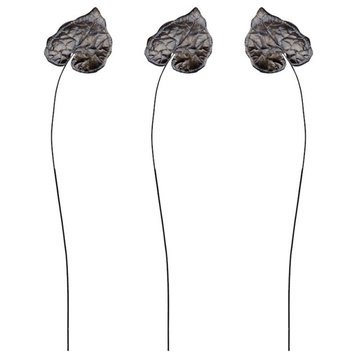 Elk Home Sculptural Bronze Leaf Stem, Set of 3, Bronze