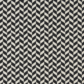 Midnight and Off White Herringbone Check Upholstery Fabric By The Yard